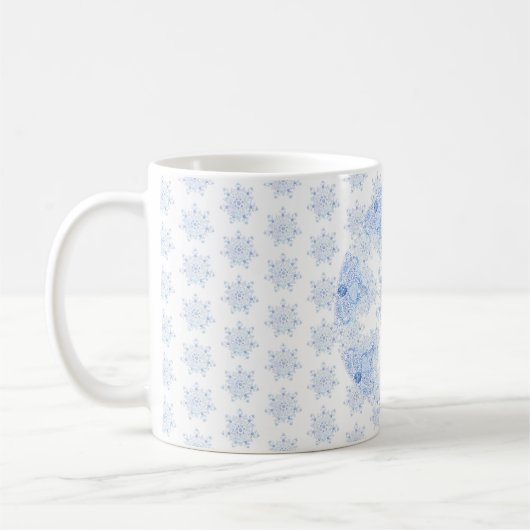 Ice Blue Snowflake Koffiemok (Links)