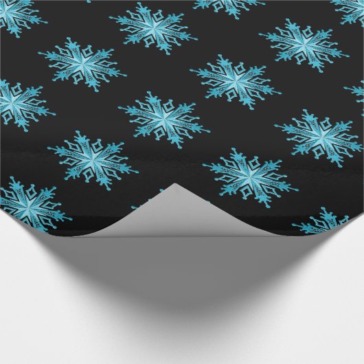 Ice Blue Snowflake Pattern Wrapping Paper Cadeaupapier (Hoek)