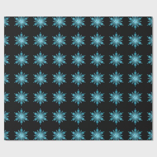 Ice Blue Snowflake Pattern Wrapping Paper Cadeaupapier (Vlak)