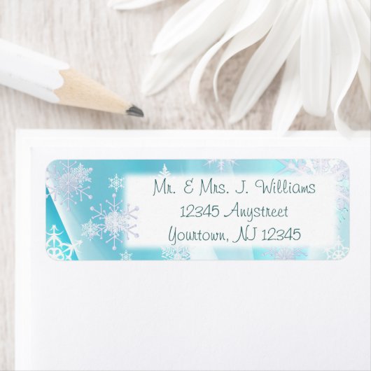 Ice Blue Snowflake Return Address Label (Insitu)