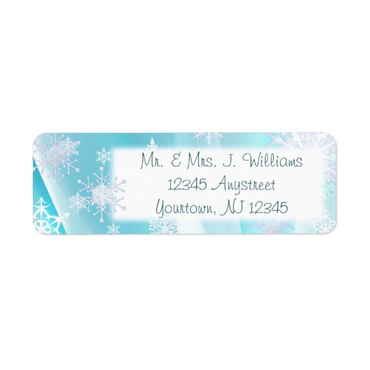 Ice Blue Snowflake Return Address Label (Voorkant)