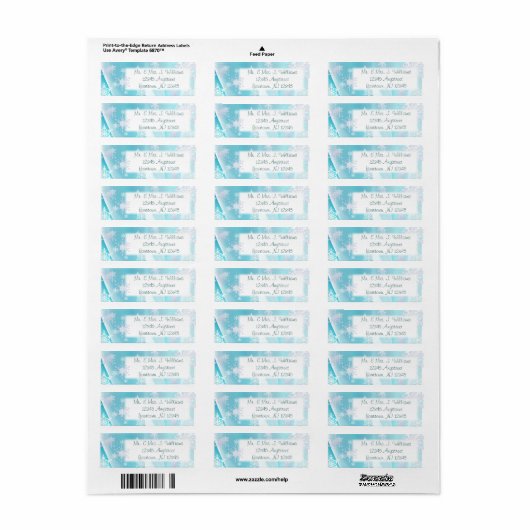 Ice Blue Snowflake Return Address Label (Full Sheet)