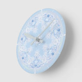Ice Blue Snowflake Ronde Klok (Hoek)
