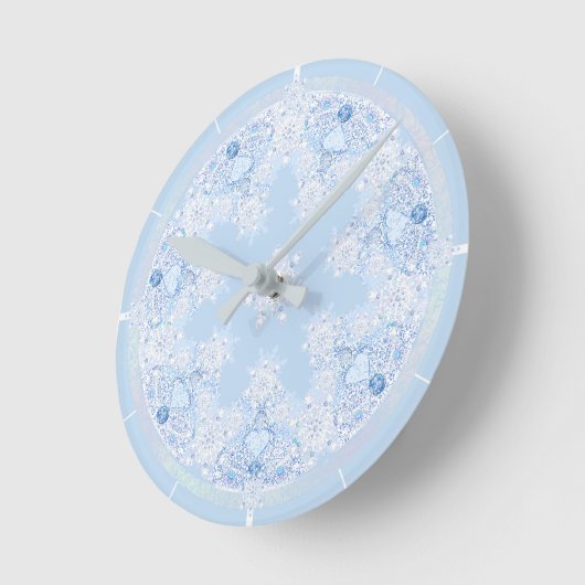 Ice Blue Snowflake Ronde Klok (Hoek)