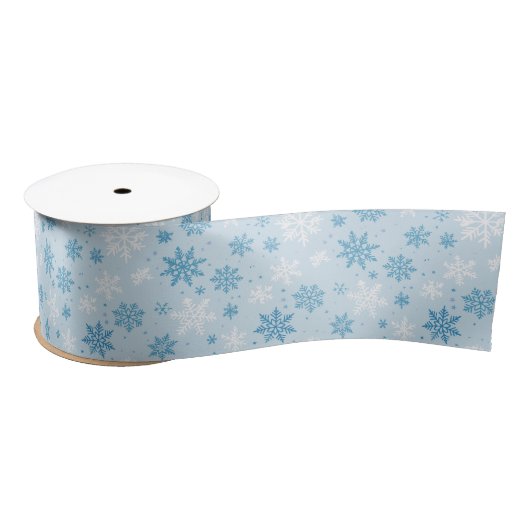 Ice Blue Snowflake Satijnen Lint (Spoel)