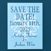 Ice-Blue Snowflake Skiers' Save-the-Date Briefkaart
