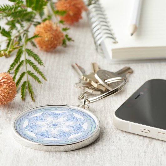 Ice Blue Snowflake Sleutelhanger (Zijkant)