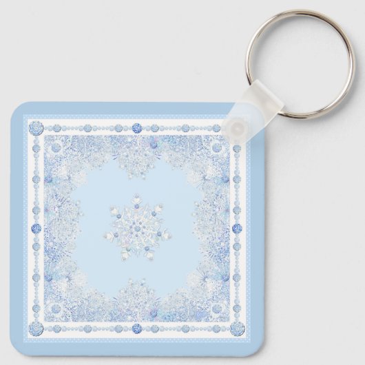 Ice Blue Snowflake Sleutelhanger (Achterkant)
