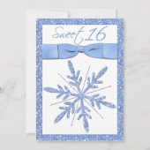 Ice Blue Snowflake Sweet 16 Uitnodiging (Voorkant)