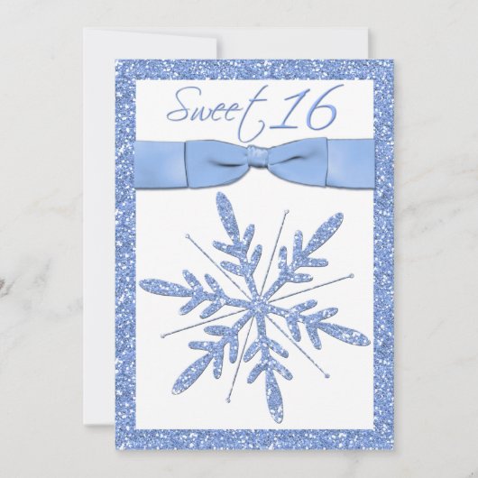 Ice Blue Snowflake Sweet 16 Uitnodiging (Voorkant)
