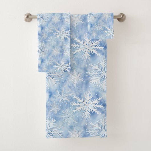 Ice Blue Snowflakes Bad Handdoek (Insitu)