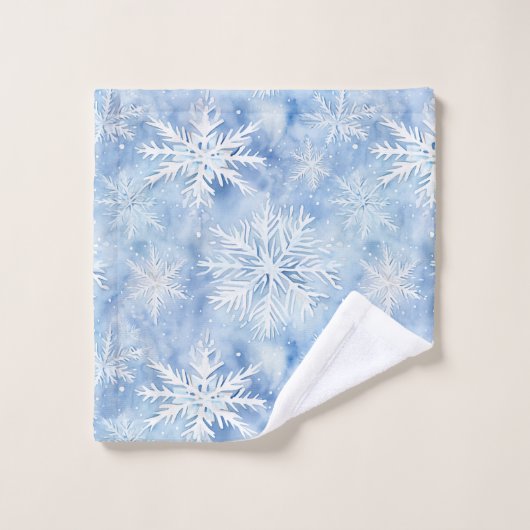 Ice Blue Snowflakes Bad Handdoek (Wasdoekje)