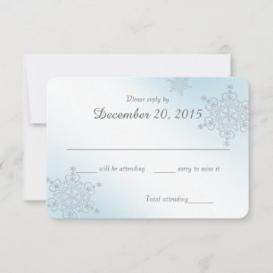 Ice Blue Snowflakes-reactiekaart RSVP Kaartje