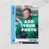 Ice Blue Stripe Hockey Trading Kaart - aangepaste  Contactkaartje (Voorkant)