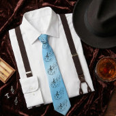 Ice Blue Treble Clef Music Notes - Musical Pattern Stropdas