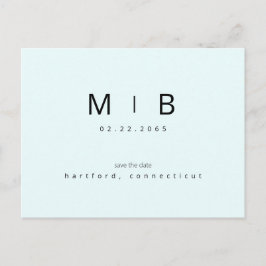 Ice Blue Tropical Monogram Bruiloft Save the Date Briefkaart