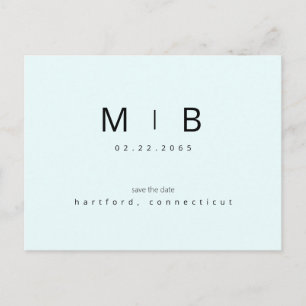 Ice Blue Tropical Monogram Bruiloft Save the Date Briefkaart