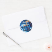Ice Blue verpakt kerstcadeaus Ronde Sticker (Envelop)