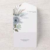 Ice Blue Winter Bloemen QR-code All In One Uitnodiging (Buitenkant)