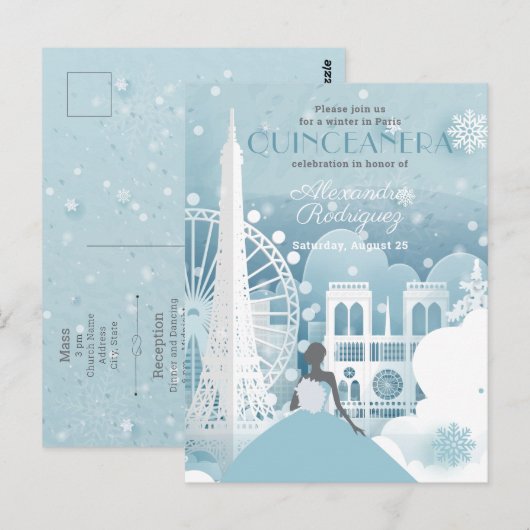 Ice Blue Winter in Parijs Briefkaart (Voorkant / Achterkant)