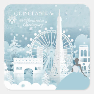 Ice Blue Winter in Parijs Vierkante Sticker