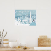 Ice Blue Winter in Paris Quinceañera Poster (Keuken)