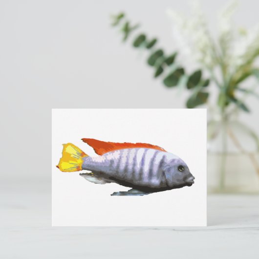 Ice Blue Zebra Cichlid Briefkaart (Staand voorkant)