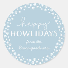 Ice BlueHappy Howlidays Pet Lover Holiday Ronde Sticker