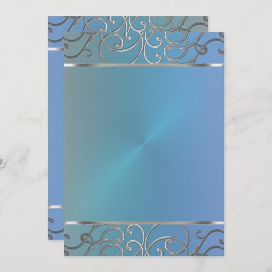 Ice Blues en Silver Holiday Party Uitnodiging (Voorkant / Achterkant)