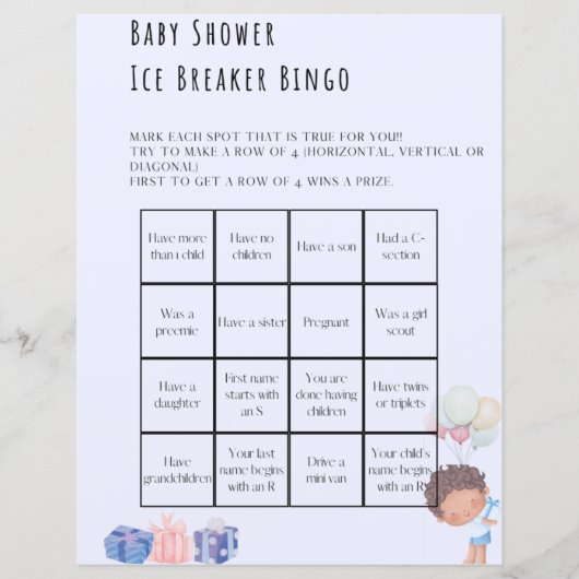 Ice Breaker Baby shower Game (Voorkant)