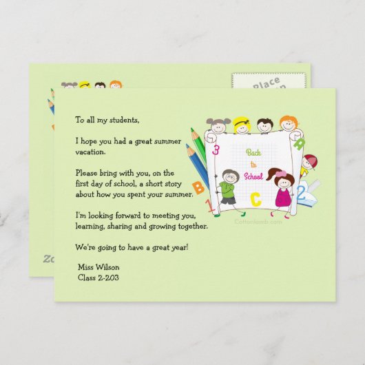 Ice Breaker Briefkaart van de leerling-Kind (Voorkant / Achterkant)