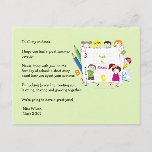 Ice Breaker Briefkaart van de leerling-Kind (Voorkant)