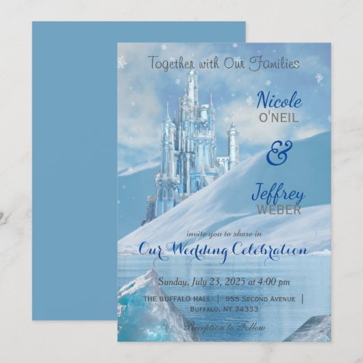 Ice Castle Winter Snow Wedding Invitation Kaart (Voorkant / Achterkant)