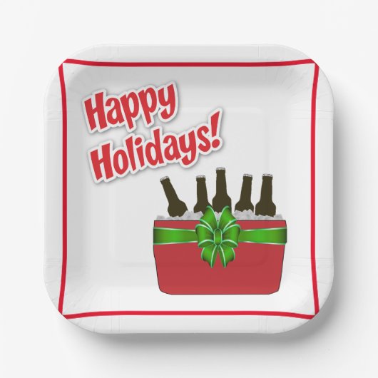 Ice Chest Beer Cooler Prettige feestdagen Papieren Bordje (Voorkant)