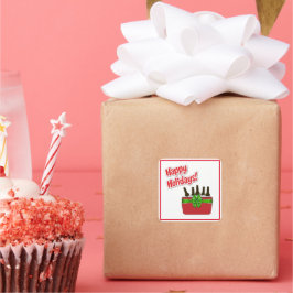 Ice Chest Beer Cooler Prettige feestdagen Vierkante Sticker