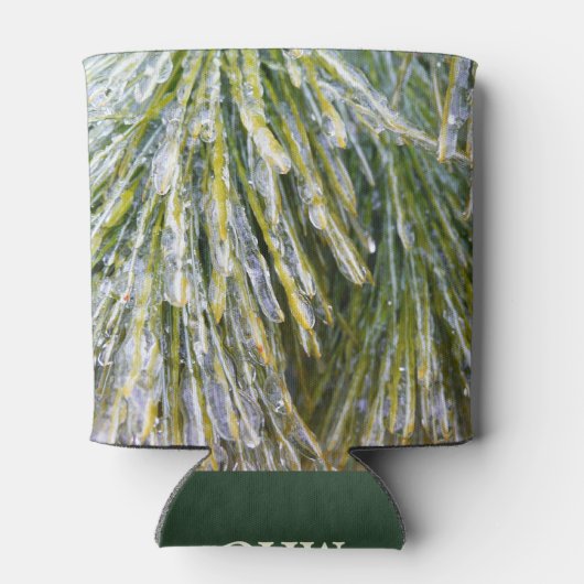 Ice Coated Pine Needles Winter Botanisch Blikjeskoeler (Achterkant)