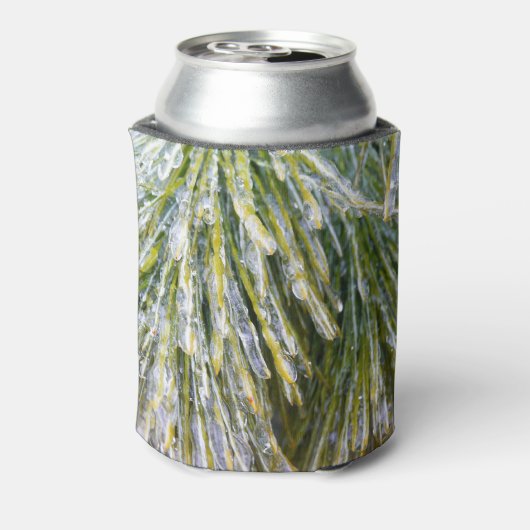 Ice Coated Pine Needles Winter Botanisch Blikjeskoeler (Blikje Achterkant)