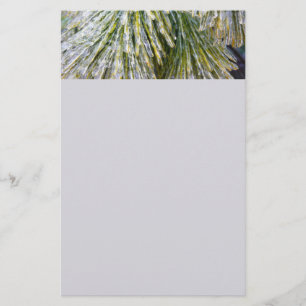 Ice Coated Pine Needles Winter Botanisch Briefpapier
