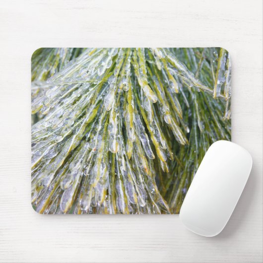 Ice Coated Pine Needles Winter Botanisch Muismat (Met muis)