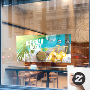 Ice Cold Beer Convenence Store Gas Station vooraan Raamsticker