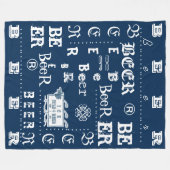 Ice Cold Beer Sign - White en Blue Fleece Deken (Voorkant (Horizontaal))