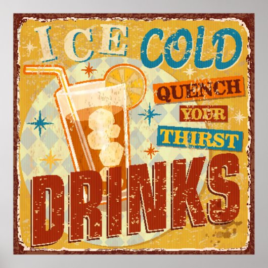 Ice Cold Drink metaalteken. , soda, Poster (Voorkant)