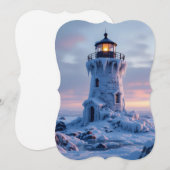 Ice covered lighthouse  feestdagenkaart (Voorkant / Achterkant)