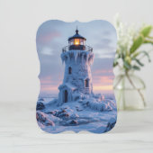 Ice covered lighthouse  feestdagenkaart (Staand voorkant)