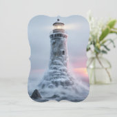 Ice covered lighthouse feestdagenkaart (Staand voorkant)