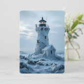 Ice covered lighthouse  feestdagenkaart (Staand voorkant)