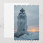 Ice covered lighthouse  feestdagenkaart (Voorkant / Achterkant)