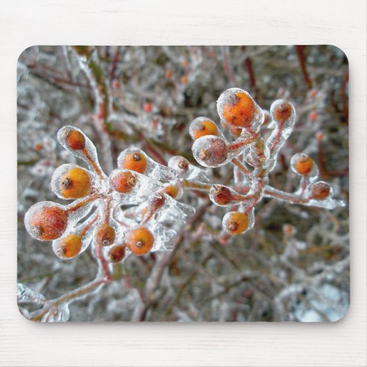 Ice-Covered Red Berries Mousepad Muismat (Voorkant)