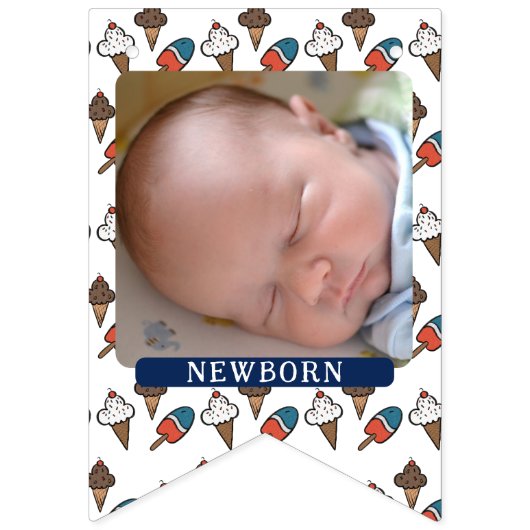 Ice Cream 1e Verjaardag Baby's Eerste Jaar Vlaggetjes (Tweede vlag)