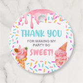 Ice Cream 1e verjaardag Bedankjes Labels (Voorkant)